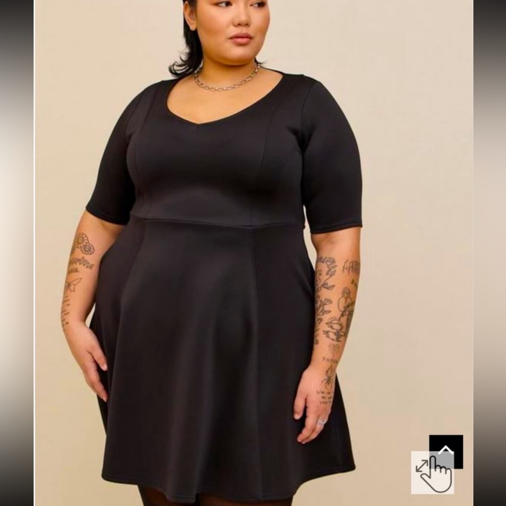 Torrid Fluted Fit & Flare Mini Dress Scuba Black size 2 (18-20)